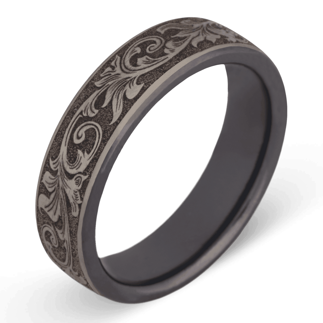Men's Titanium Wedding Ring with 6.5mm Engraving Band | Bonzerbands