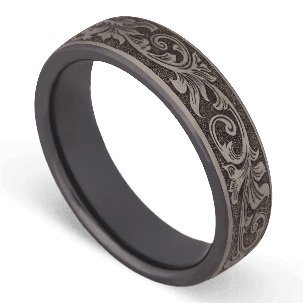 Men's Titanium Wedding Ring with 6.5mm Engraving Band | Bonzerbands