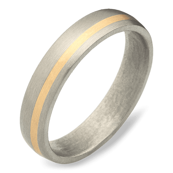 Men's Titanium Wedding Ring with 4mm 14k Yellow Gold Band | Bonzerbands