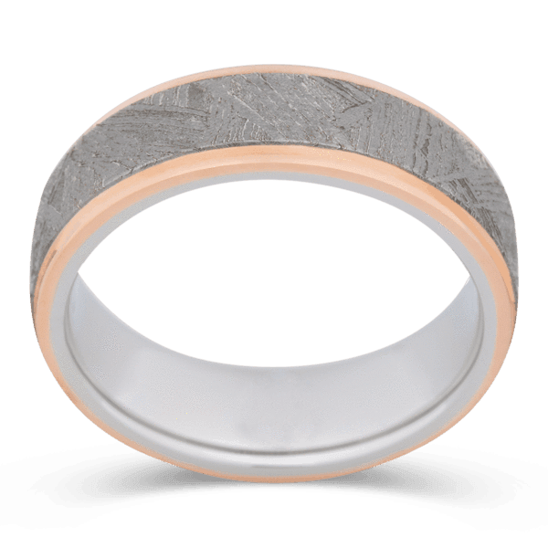Men's Cobalt Chrome Wedding Ring with 7mm Gibeon Meteorite Band | Bonzerbands
