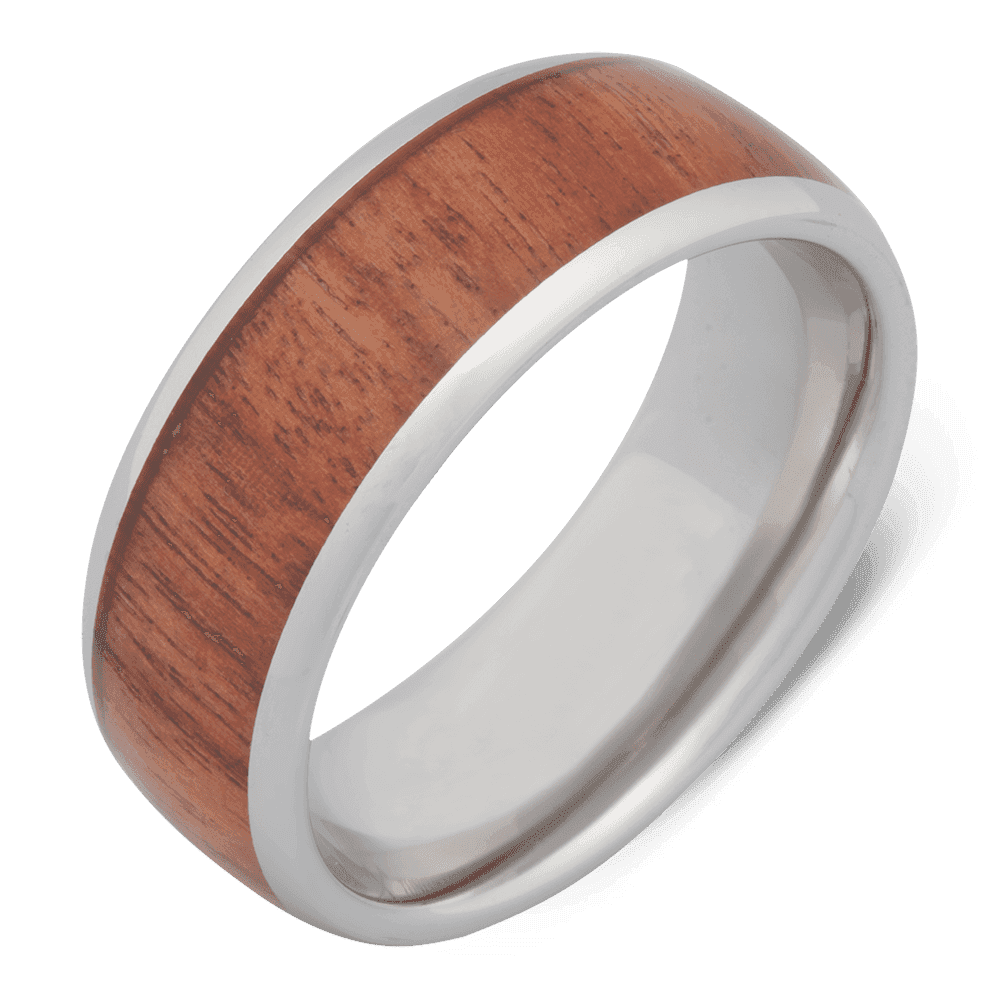 Men's Tungsten Wedding Ring with 8mm Koa Wood Band | Bonzerbands