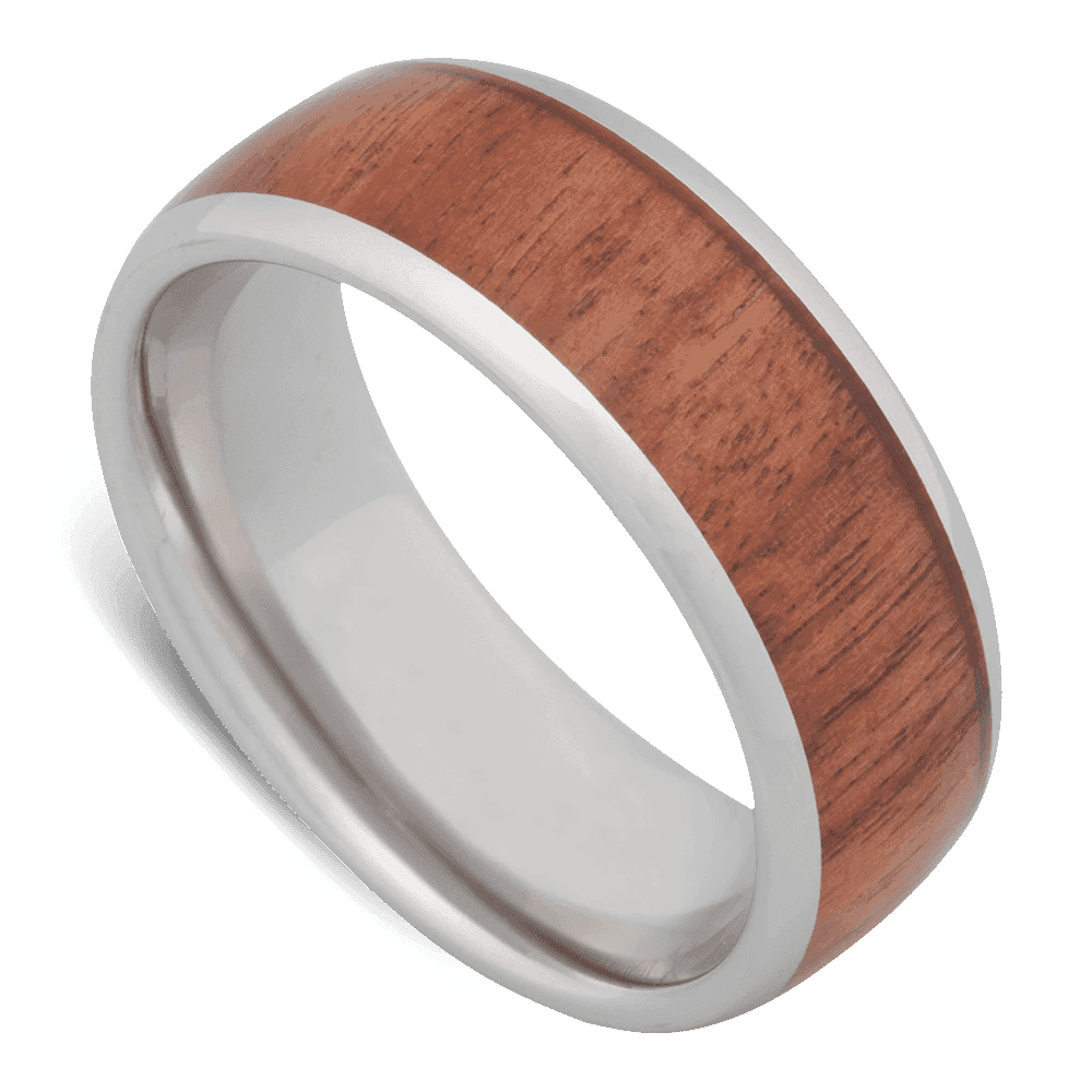 Men's Tungsten Wedding Ring with 8mm Koa Wood Band | Bonzerbands